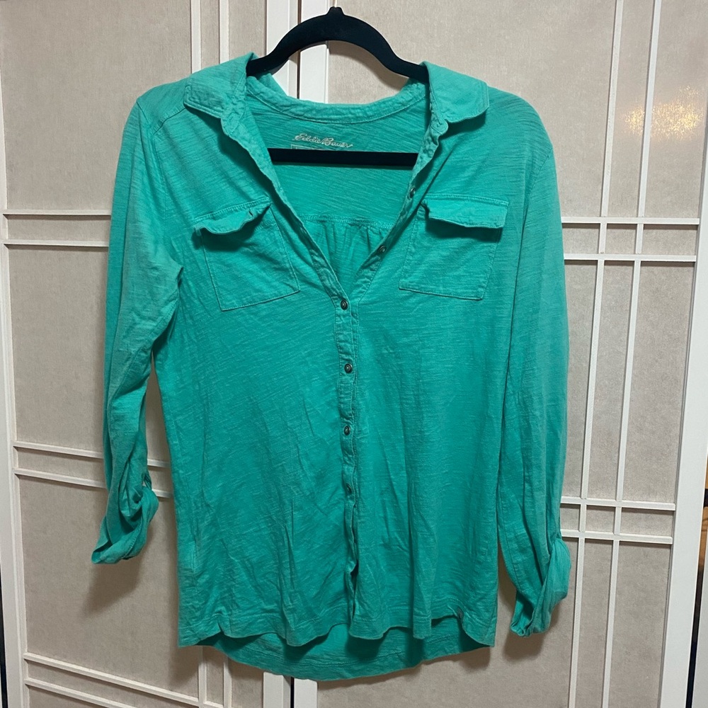 Eddie Bauer button up shirt XS turquoise teal